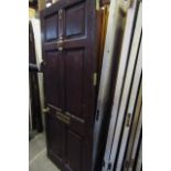 Antique Panelled Door with Brass Fixings Approx 34 Inches Wide x 80 Inches High