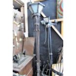 Antique Wrought Iron Hexagonal Lamp with Frosted Glass Approx 89 Inches High