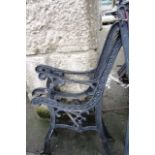 Pair of Cast Iron Garden Bench Ends with Foliate Motif Decoration