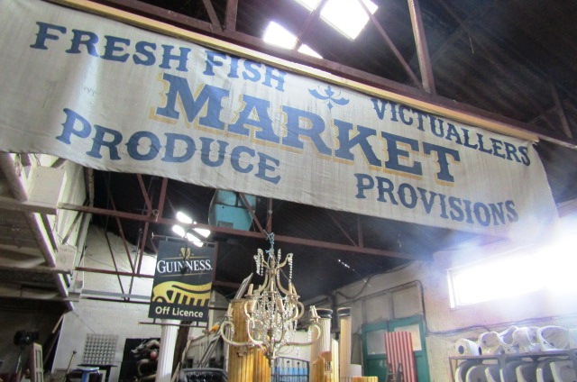 Another Similar Antique Canvas Sign Denoted Market Fresh Fish Approx 3ft High x 10ft Wide