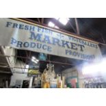 Another Similar Antique Canvas Sign Denoted Market Fresh Fish Approx 3ft High x 10ft Wide