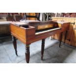 Antique Piano with Tapered Supports and Lift Top with Ornate Decoration