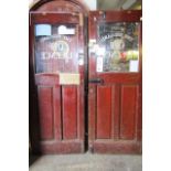 Pair of Double Pub Doors with Wrought Iron Motif Decoration Total Length 60 Inches Wide x 79