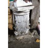 Antique Plaster Corinthian Column Pillarette Top with Foliate Motif Decoration Approx 30 Inches High