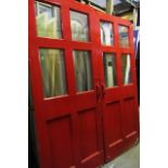 Vintage Industrial School Doors with Glazed Panels Approx 68 Inches Wide x 84 Inches High