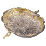 A HUNGARIAN GILT COPPER SOUVENIR WINE TASTER, HERRENGRUND, CIRCA 1745 oval with shaped lip, richly