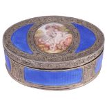 A FRENCH PARCEL-GILT SILVER AND ENAMEL SNUFF BOX, EDME SAMSON & CIE, PARIS, EARLY 20TH CENTURY oval,