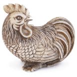 ˜IVORY NETSUKE OF A COCKEREL, CIRCA 1800 unsigned 3.3cm high Provenance: The Netsuke Collection of