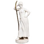 ALFRED BOUCHER (1850-1934): LA FANEUSE (THE HAYMAKER) a French white marble figure, circa 1900,