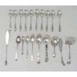 ASSORTED ENGLISH TABLE SILVER, ALL LONDON comprising: a set of eleven Victorian fern bright-cut