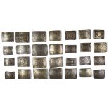 TWENTY-EIGHT IRON BUCKLES, PERSIA OR AFGHANISTAN, CIRCA 18TH CENTURY each of rectangular convex form