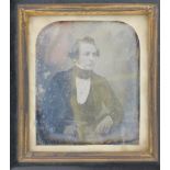 ˜A DAGUERROTYPE OF A YOUNG GENTLEMAN, CIRCA 1845 in rectangular ebonised frame, image 7.5cm high;