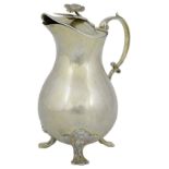 A RUSSIAN SILVER CREAM JUG, Y. BOROVSHCHIKOV, ST. PETERSBURG, 1780s plain baluster, on three cast