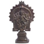 A BRONZE RELIEF DEPICTING DURGA MAHISASURAMARDINI, CENTRAL INDIA, CIRCA 18TH CENTURY