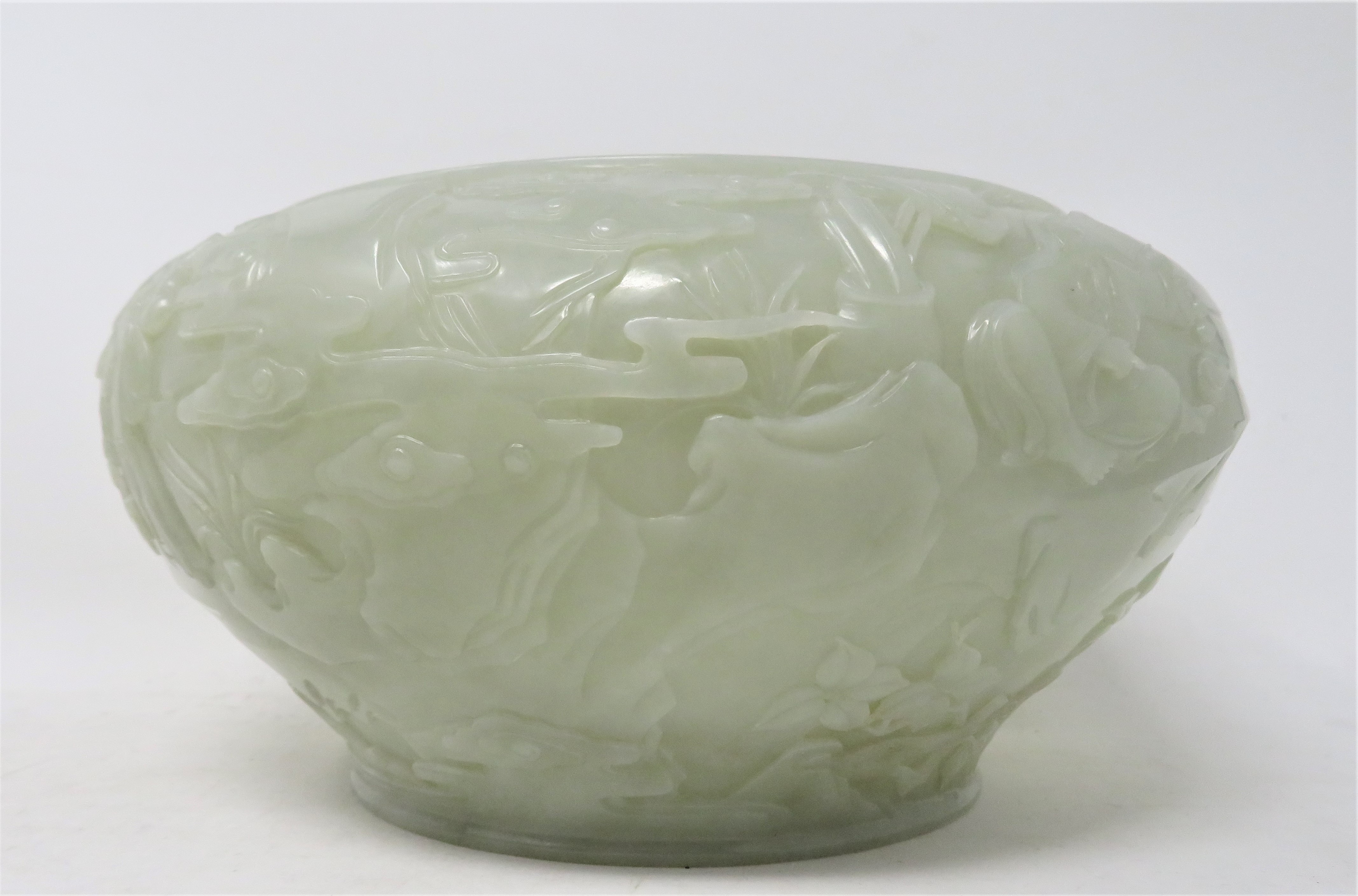 A CHINESE PALE CELADON JADE 'SCHOLARS' BOWL - Image 5 of 10