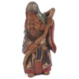 SAISHIKI (LACQUERED WOOD) NETSUKE OF THE GOD OF LONGEVITY JUROJIN, CIRCA 1870 signed: Shuzan 5.8cm