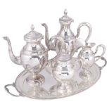 AN ITALIAN FOUR-PIECE TEA AND COFFEE SET, CALEGARO, MODERN in Empire style, spun vase-shaped