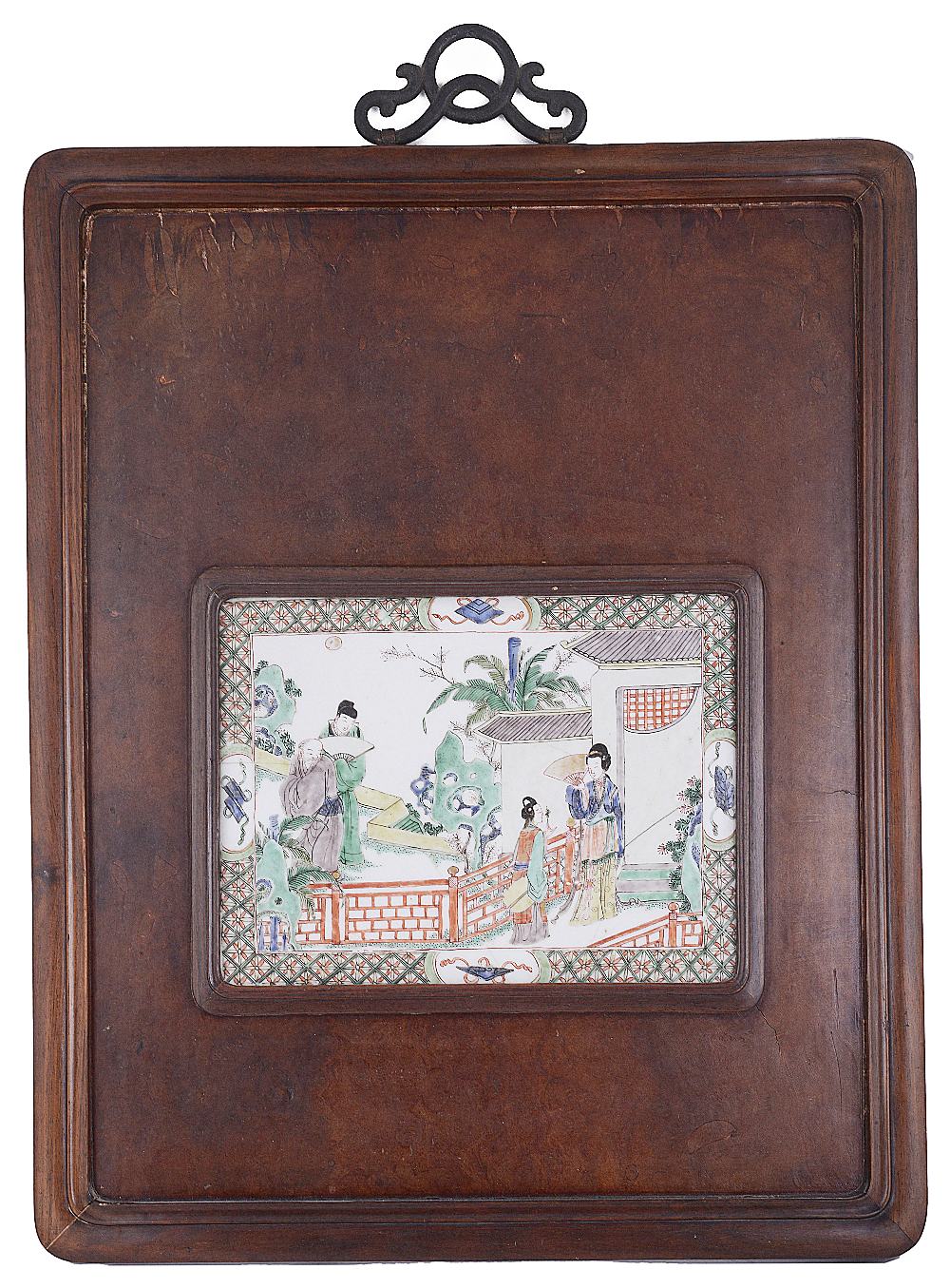 A CHINESE FAMILLE VERTE PLAQUE, KANGXI (1662-1722)