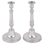 A PAIR OF ITALIAN SILVER CANDLESTICKS, MAKER'S MARK A?, NAPLES, CIRCA 1850 in Neo-classical style