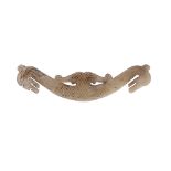 A CHINESE ARCHAISTIC JADE 'DRAGON' PENDANT the flat curved shaft terminating at both ends with a