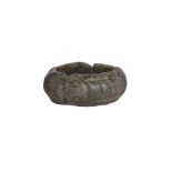 A CHINESE ARCHAISTIC JADE SPLIT RING carved as two cicadas, the stone of mottled greyish-green