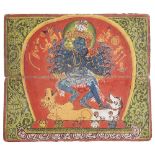 A DOUBLE FOLIO FROM A NEPALESE CONCERTINA BOOK WITH ILLUMINATION OF SAMVARA, 16TH/17TH CENTURY