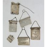 FIVE SILVER CARD CASES, VARIOUS MAKERS, BIRMINGHAM, CHESTER AND LONDON, 1901-1913 rectangular and