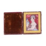 ˜A PORTRAIT MINIATURE OF A YOUNG LADY, PROBABLY MARY ANNE BRETON, ENGLISH SCHOOL, CIRCA 1815 half-