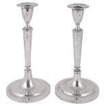 TWO ITALIAN SILVER CANDLESTICKS, MARKS INDECIPHERABLE, ONE MAKER'S MARK AS, PROBABLY VENICE, CIRCA