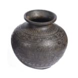 A BRONZE WATER-POT (LOTA), DECCAN, SOUTHERN INDIA, 19TH CENTURY the sides engraved with a register