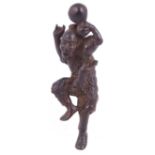 WOOD NETSUKE OF CHOKWARO SENNIN, CIRCA 1800 spirited carving, the hermit dancing on one foot with