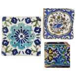 ‡ THREE ISLAMIC CERAMIC TILES, 17TH-18TH CENTURIES