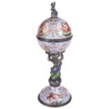 AN AUSTRO-HUNGARIAN SILVER AND ENAMEL PEDESTAL TIMEPIECE, HERMANN BÖHM, VIENNA, LATE 19TH CENTURY