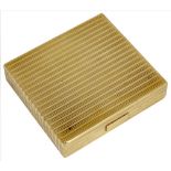 A GOLD BOX, RAMSDEN & ROED LTD., LONDON, 1954 rectangular, all over reeded decoration, sprung hinged