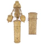 ˜AN ENGLISH GILT-METAL CHATELAINE, LONDON OR BIRMINGHAM, CIRCA 1730 the clip head struck with a