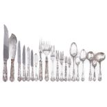 A CANTEEN OF TABLE SILVER, ROBERTS AND BELK LTD., SHEFFIELD, 1979 Queens pattern, complete for