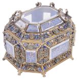 AN AUSTRO-HUNGARIAN ENAMELLED SILVER-GILT AND ROCK CRYSTAL CASKET, MAKER'S MARK TB, VIENNA, LATE