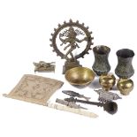 A COLLECTION OF INDIAN OBJECTS, MOSTLY 19TH CENTURY comprising a bronze figure of Siva Nataraja, a