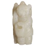 A CHINESE GREYISH-WHITE JADE CARVING OF A BOY