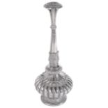 A LATE MUGHAL SILVER ROSEWATER SPRINKLER, WESTERN INDIA, CIRCA 1800 with squat ribbed body, flared