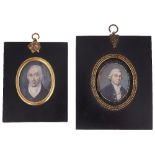 ˜A PORTRAIT MINIATURE OF A NAVAL OFFICER, MANNER OF PHILIP JEAN, CIRCA 1800 in powdered wig and blue