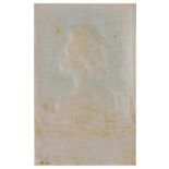 ˜AN ART NOUVEAU CARVED IVORY PLAQUE, FRENCH, EARLY 20TH CENTURY the rectangular panel depicting in