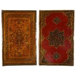 ‡ A PAIR OF LACQUER BOOKCOVERS, QAJAR, PERSIA, 19TH CENTURY