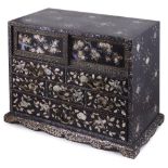 A NAGASAKI LACQUER TABLE CABINET, MEIJI PERIOD (1868-1912) rectangular, the black lacquer inlaid