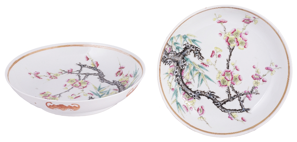 A PAIR OF CHINESE FAMILLE ROSE DISHES, GUANGXU MARK AND PERIOD (1875-1908) each painted with