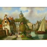 C Vander Wark: 19th century Dutch canal scene, oil on canvas, signed, 24" x 36", framed