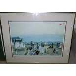 A Helen Bradley print of Blackpool, signed in pencil, 15" x 21"