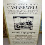 Camberwell School of Arts and Crafts, Artistic Typography, original poster, c. 1930, 36" x 23"