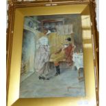 Gregson: watercolour of a huntsman smoking in kitchen interior, signed indistinctly, 14½" x 10¼",