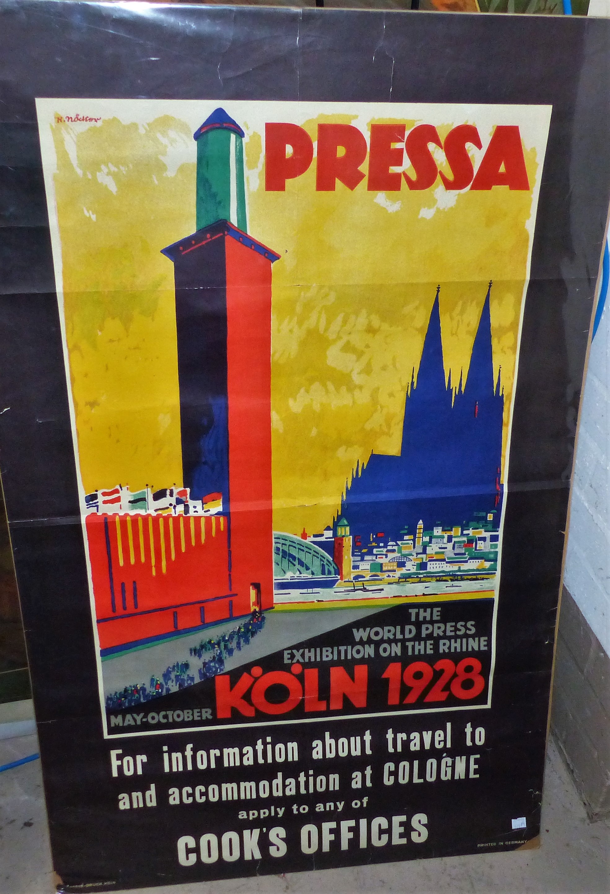 Pressa: The World Press Exhibition on the Rhine, Cologne 1928, original poster, 40" x 25"